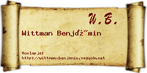 Wittman Benjámin névjegykártya