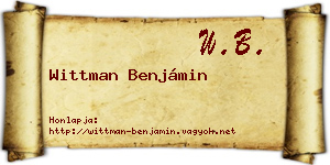 Wittman Benjámin névjegykártya